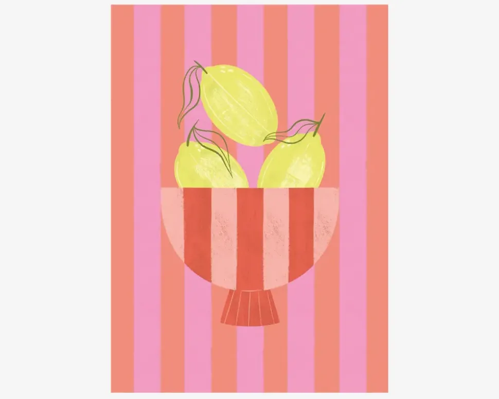 Bowl of lemons pink 30x40 cm