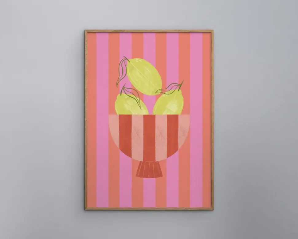 Bowl of lemons pink 30x40 cm