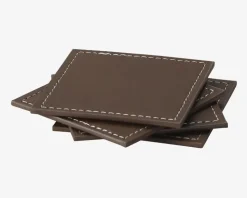 Coaster Brun PU 4 Stk. 10x10 cm