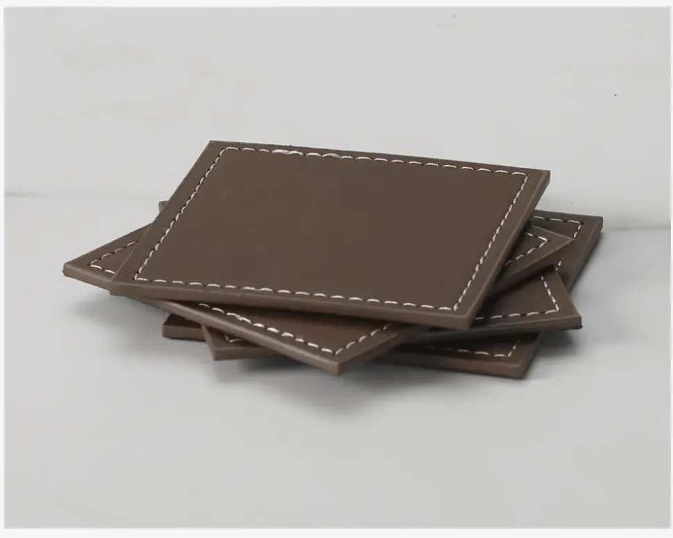 Coaster Brun PU 4 Stk. 10x10 cm