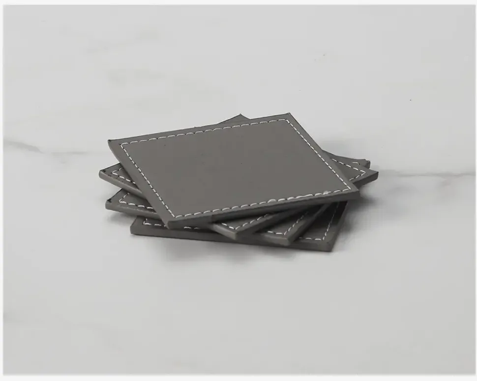 Coaster Grå PU 4 Stk. 10x10 cm