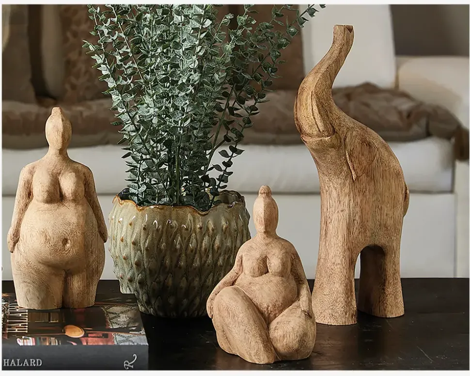 Figur elefant mangotræ H.37 cm