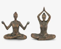 Figur yoga dame antique ass H.18 cm