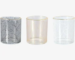 Fyrfadsstage Glas M/Guldkant Ass.Design