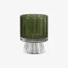 Fyrfadsstage Grøn Glas H.8 cm