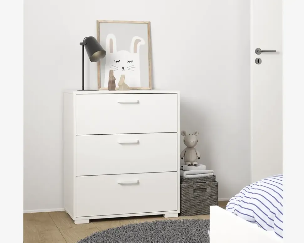 Kommode Sofia hvid med 3 skuffer