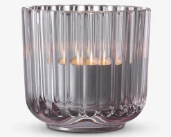 Lyngby fyrfadsstage glas pink H.6,5 cm