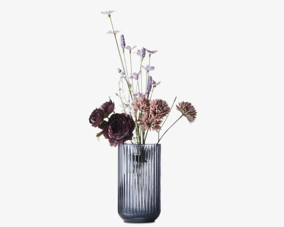 Lyngby vase glas blå H.20 cm