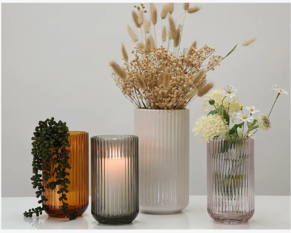 Lyngby vase glas røgfarvet H.20 cm