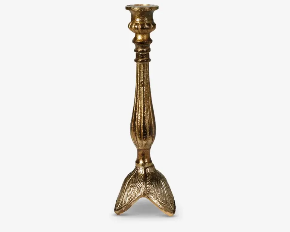 Lysestage Alu Guld Antik H.28 cm