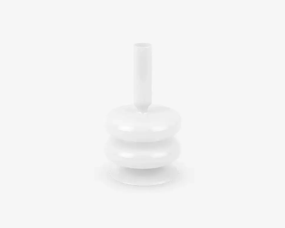 Lysestage double bubble hvid H.17 cm