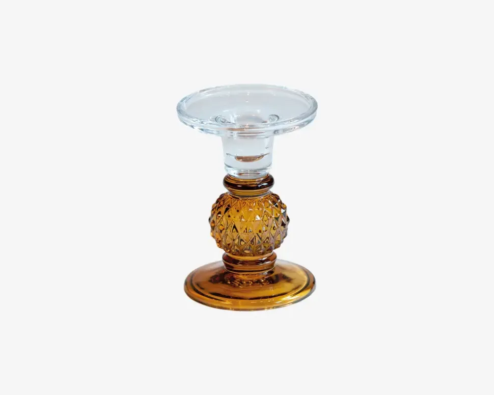 Lysestage Klar/Amber H.13 cm