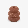 Lysestage ringe cement brun H.11 cm