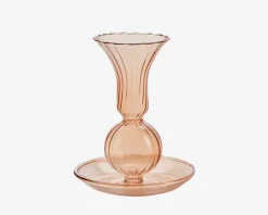 Lysestage Tulip Røgfarvet H.11,5 cm