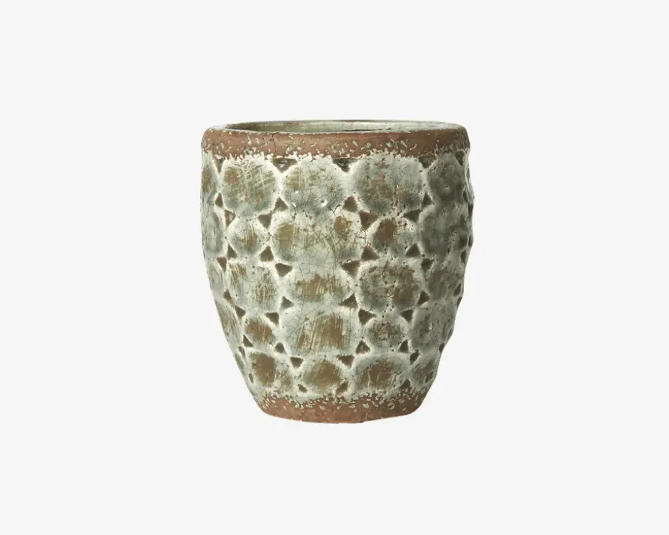 Potte Med Mønster Grøn H.15 cm