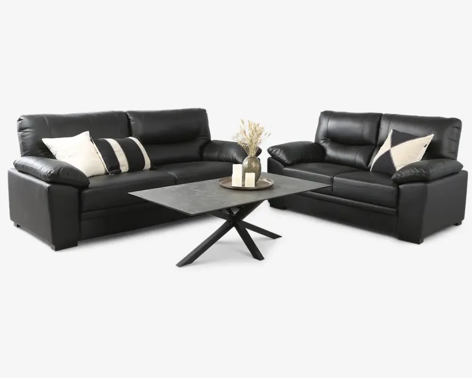 Sofa 3 Pers. Sort Læder