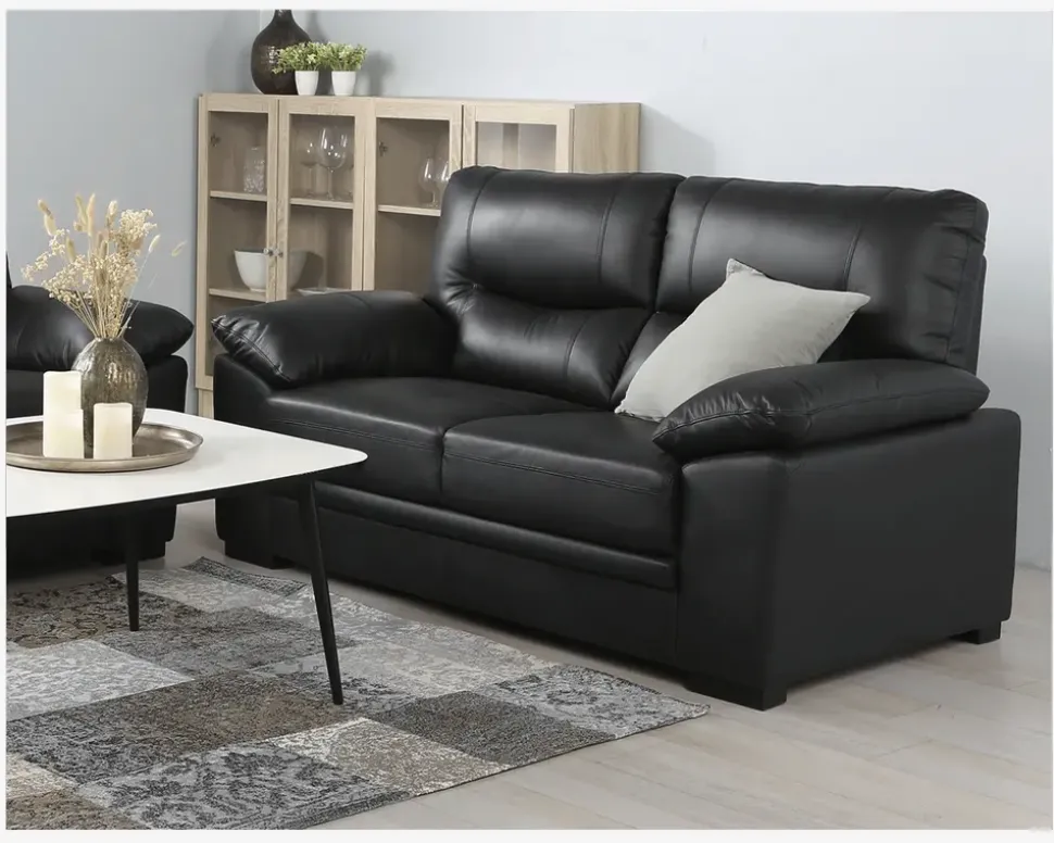 Sofa 2 Pers. Sort Læder