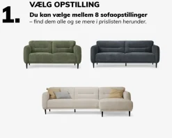 Sofa Halifax Chaiselong Højrevendt Stofgr. 1