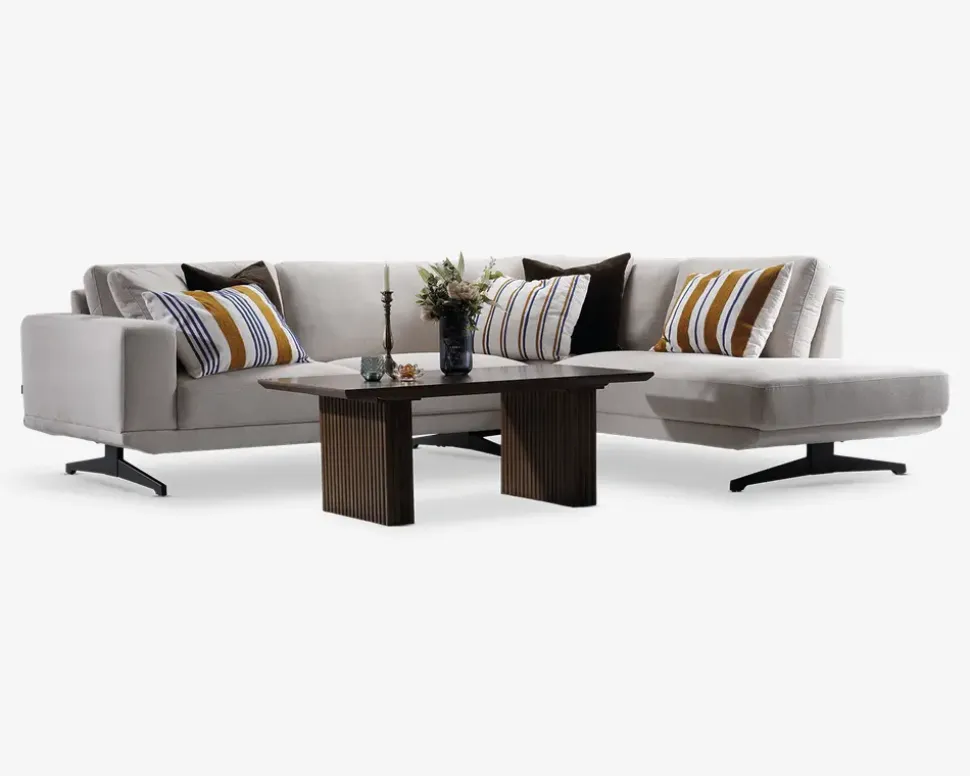 Sofa m. Åben Afslutning Beige Højrevendt