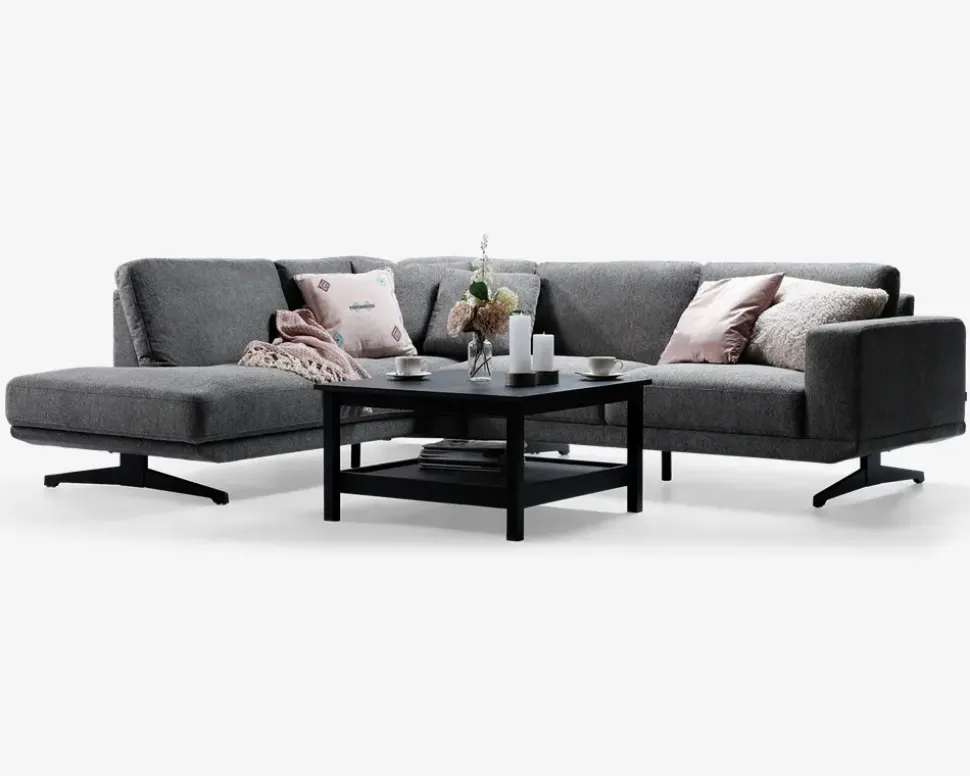 Sofa m. åben afslutning grå venstrevendt
