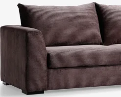 Sofa med chaiselong brun fløjl højre