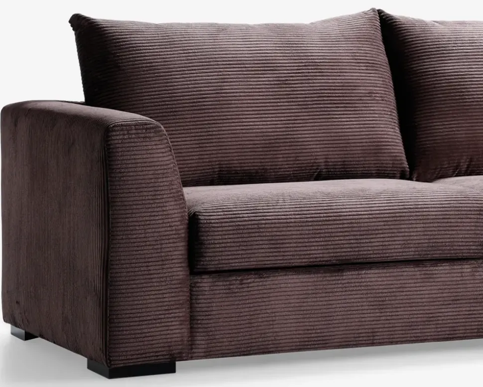 Sofa med chaiselong brun fløjl højre