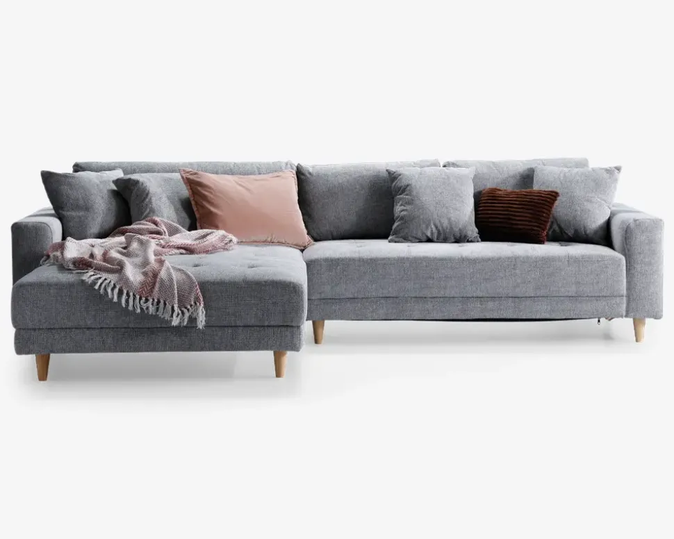Sofa med XL chaiselong grå