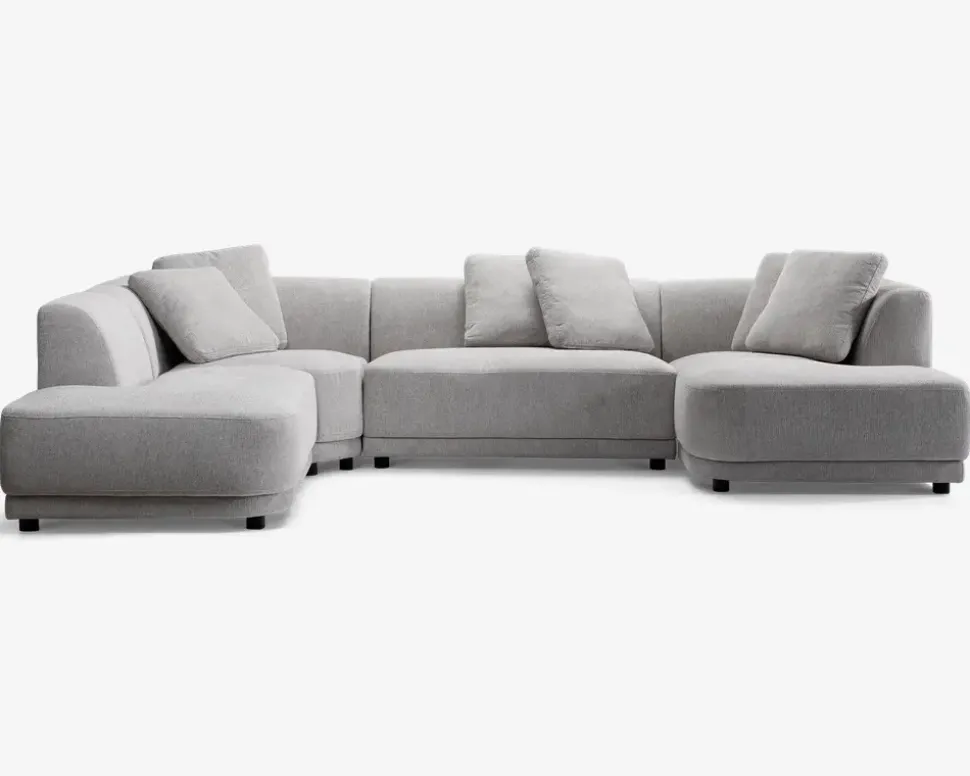 Sofa U-shape grå/beige venstrevendt