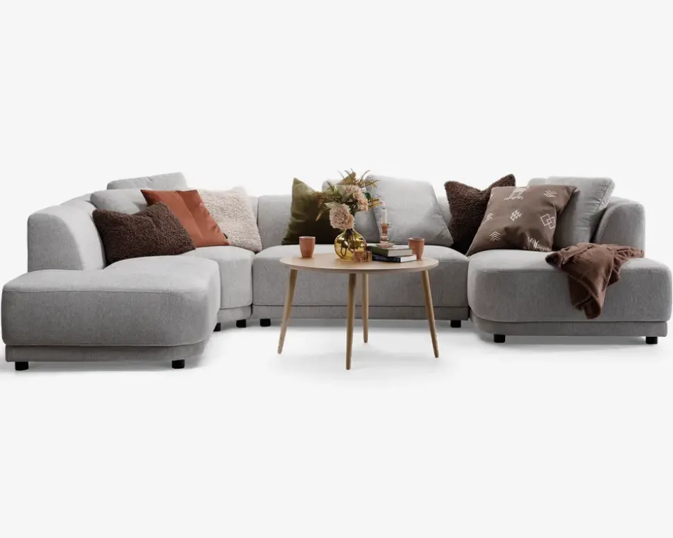 Sofa U-shape grå/beige venstrevendt