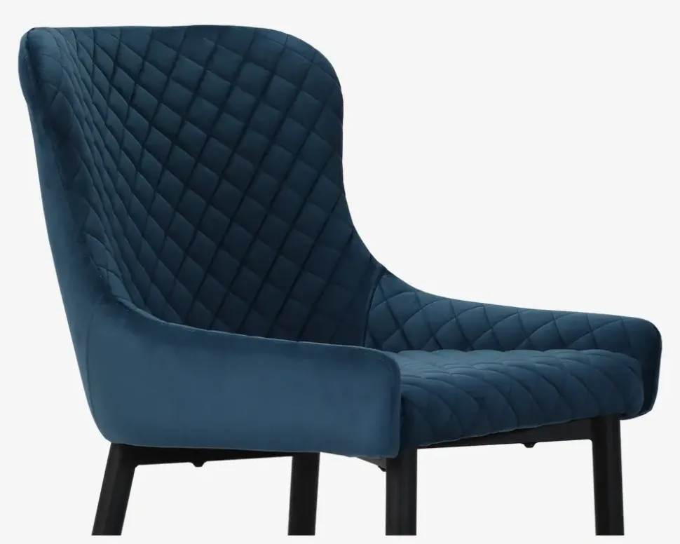 Spisebordsstol i blå velour