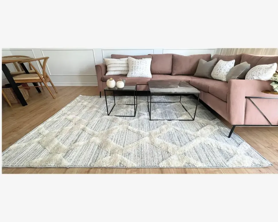 Tæppe Pisa lysgrå/hvid 160 x 230 cm