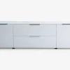 Tv-bord hvid glas/hvid kunstfiner