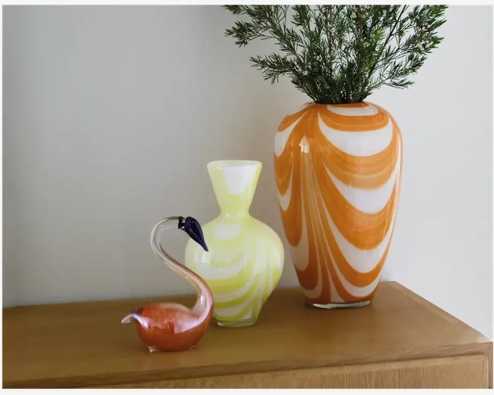 Vase Hjerteform Gul H.23,5 cm