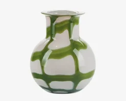 Vase Mønster Rosa/Grøn H.17.5 cm