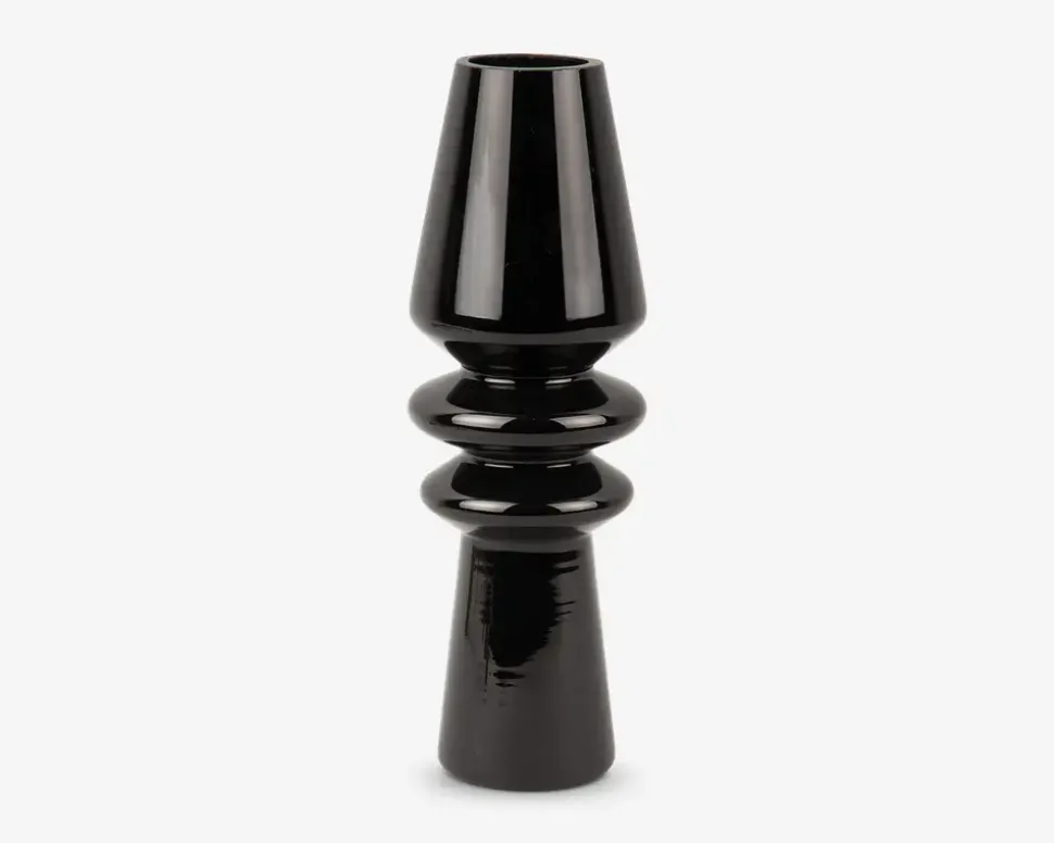 Vase sparkle cone glas sort H.25 cm