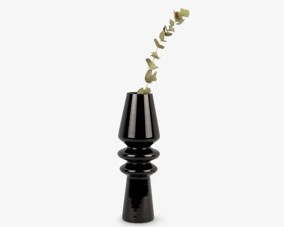 Vase sparkle cone glas sort H.25 cm
