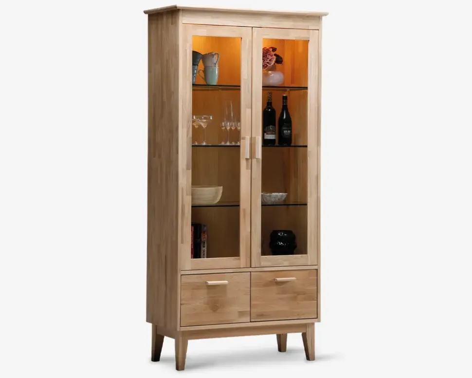 Vitrine i hvidolieret eg B. 94 cm